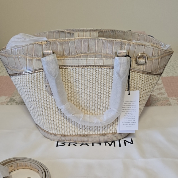 BRAHMIN JENNY SATCHEL TOTE/CROSSBODY IN TIRAMISU MANAVA. NWT - Picture 7 of 15